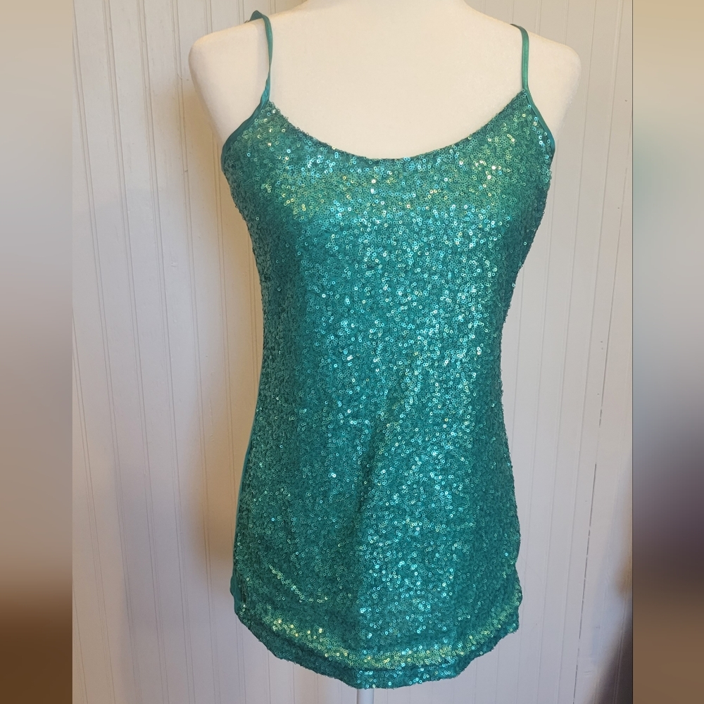 Bke size xl teal sequence front tank top with adjustable straps